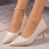Newness Dubai Stiletto Mary Jane Pumps in lightweight fabric featuring a pointed toe and elegant silhouette