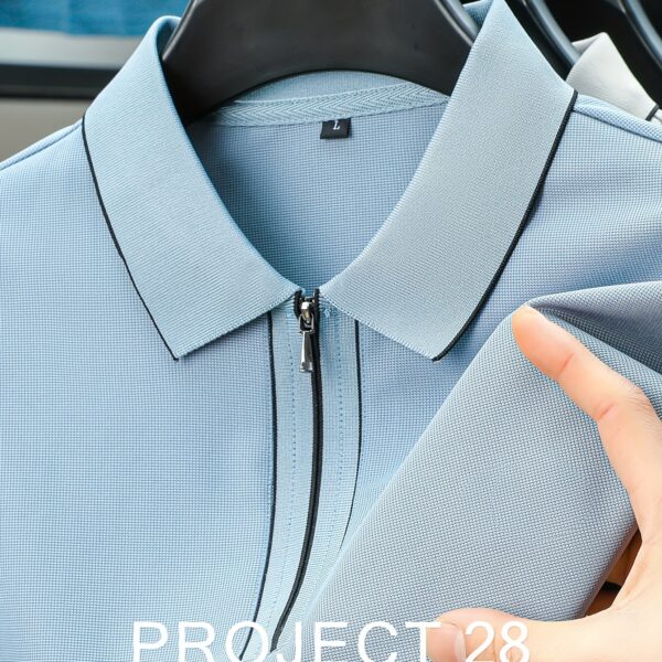 Summer Breeze Men's Zipper Polo Shirt: Breathable, stylish, and perfect for golf, sports, or casual summer wear.