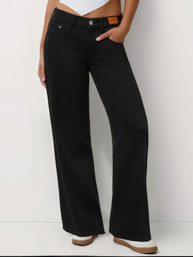 Newness Essential Black Wide Leg Jeans: Flattering wide-leg silhouette, comfortable fit, perfect for any occasion.