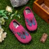 Adorable girls pink butterfly knit sneakers perfect for all season wear Featuring a comfy knit design and embroidered cartoon butterflies these shoes are ideal for running hiking and casual outings