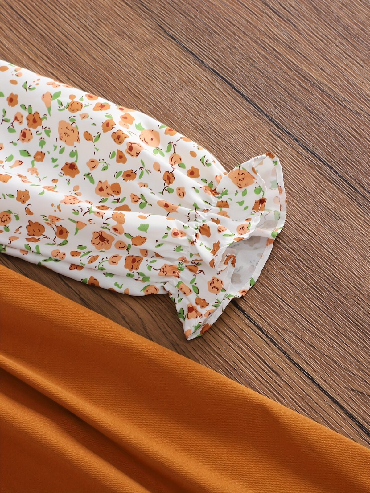 Newness Whimsical Meadow Floral Print Dress Set A charming autumnal dress and skirt set in a delightful floral print