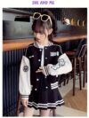 Stylish Newness Girls Varsity Outfit A trendy letter block cardigan and pleated skirt in a sporty chic design