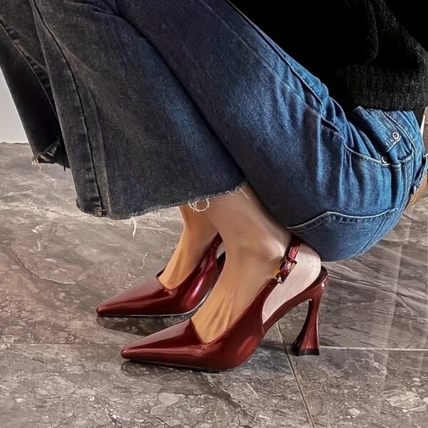Newness Noir Nights Black Stiletto Heels: Elevate your summer style with these glossy, versatile, and undeniably chic black stiletto heels.