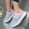 Pink and blue color block kids breathable mesh sneakers with hook and loop closure ideal for active play