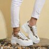 Newness Milan Street Style Leopard Platform Sneakers Elevate your style with these chic comfortable and on trend leopard print platform sneakers