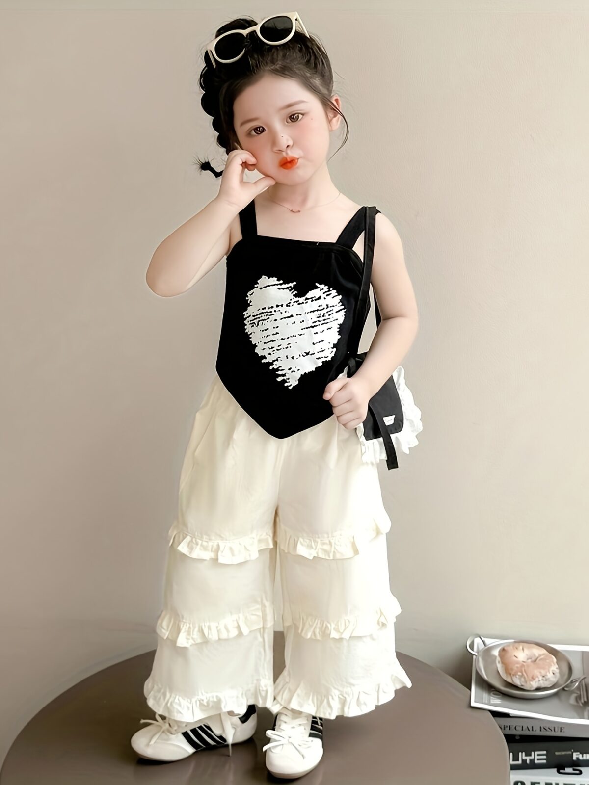 Sweet Summer Days Girls Lace Pants Set A charming girls outfit in soft cotton blend lace pants and top perfect for summer