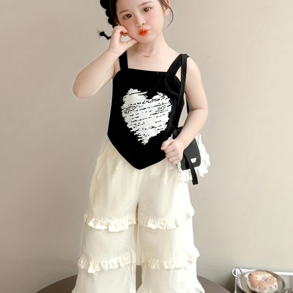 Sweet Summer Days Girls Lace Pants Set A charming girls outfit in soft cotton blend lace pants and top perfect for summer