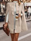 Beige womens A line cape coat elegant and sophisticated perfect for spring Ideal for office to party transitions