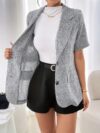 Newness Summer Breeze Womens Casual Short Sleeve Blazer in light gray polyester Versatile and stylish perfect for spring summer and fall