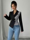 Womens Executive Chic Slim Fit Elegant Blazer in versatile color perfect for work or casual wear Close up showcasing the elegant design and slim fit