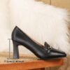 Newness Black Square Toe Pumps Elevate your style with these modern pumps featuring a chunky block heel and comfortable design perfect for any season