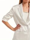 Summer Breeze Womens Satin Blazer in versatile style perfect for casual office or everyday wear Model showcasing the blazers smooth comfortable fit and sophisticated look