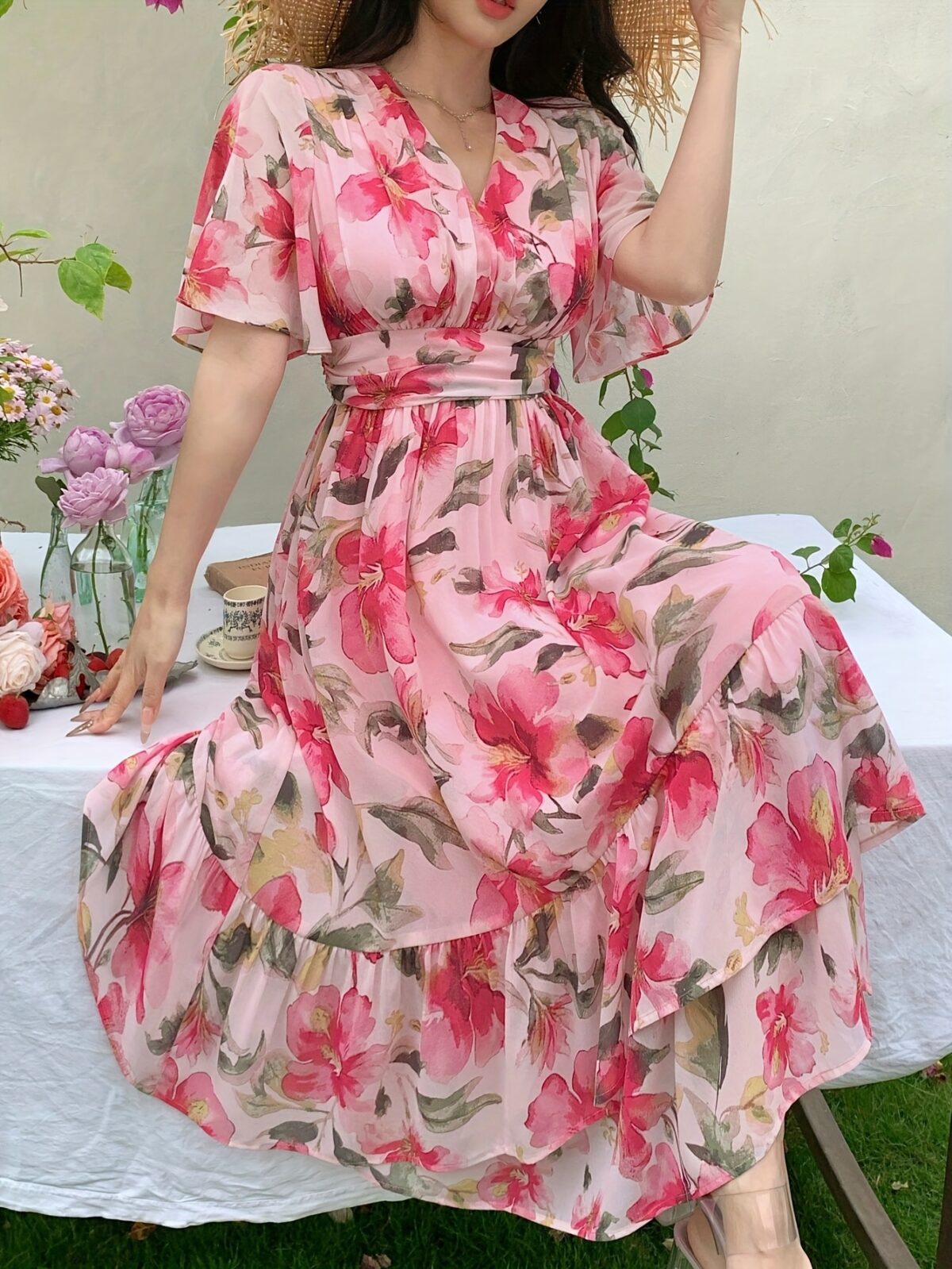Effortlessly chic Casablanca Floral Print Maxi Dress from Newness perfect for weddings parties or vacations