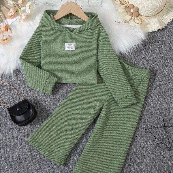Girls' stylish two-piece hoodie set in soft fabric, ideal for casual wear. Spring/Autumn fashion.