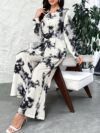 Newness Casablanca Tie Dye Two Piece Set Chic and sophisticated tie dye two piece outfit perfect for fall Features a stylish top and matching bottoms in a trendy dye pattern