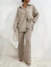 Effortless Chic Casual Pantsuit Set in smooth polyester Model showcases the complete set highlighting its comfort and style for everyday wear