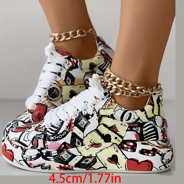 Newness Cityscape Printed Casual Sneakers Elevate your street style with these breathable and chic sneakers perfect for all day wear Featuring a stylish cityscape print