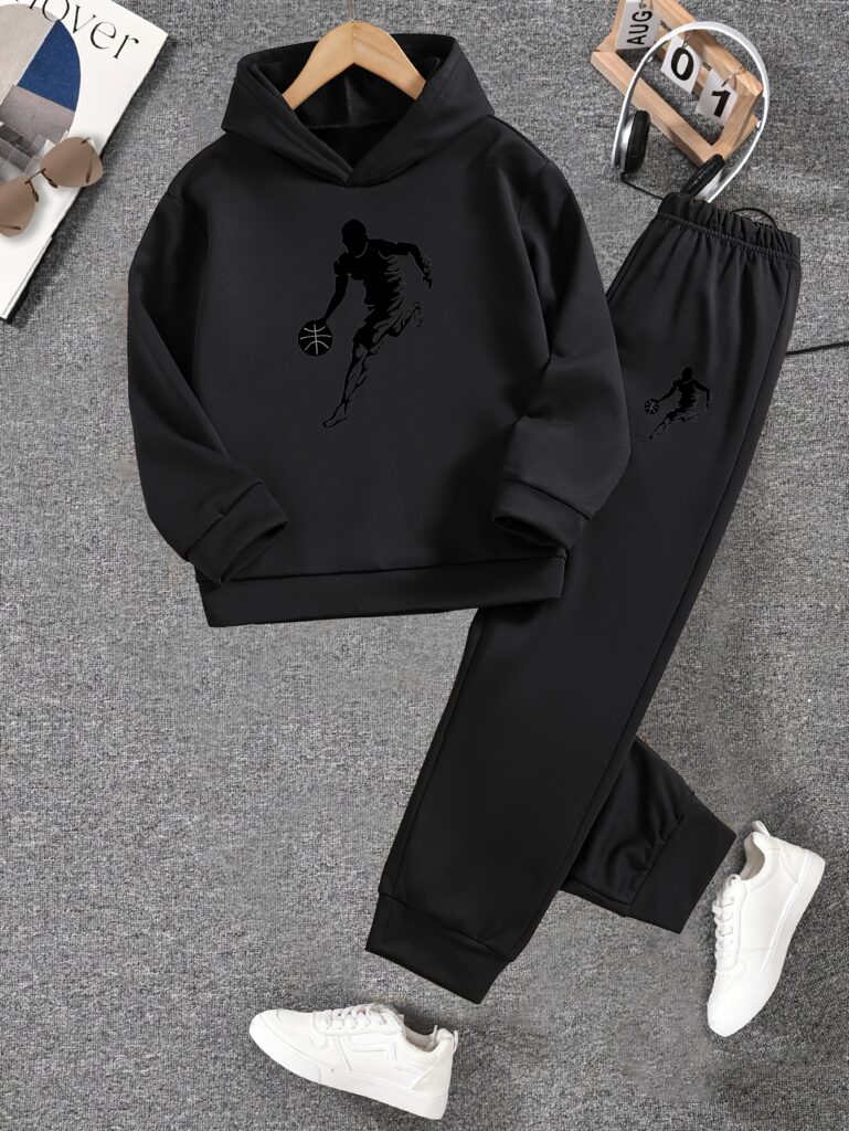 Newness Courtside Champ Boys' Basketball Outfit Set: Trendy and comfortable outfit perfect for young athletes. Features a soft, breathable fabric and a loose fit for maximum comfort and mobility during basketball games or casual wear.
