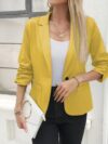 Crimson Chic Stylish Red Womens Blazer   Flattering three quarter sleeves loose fit lightweight polyester