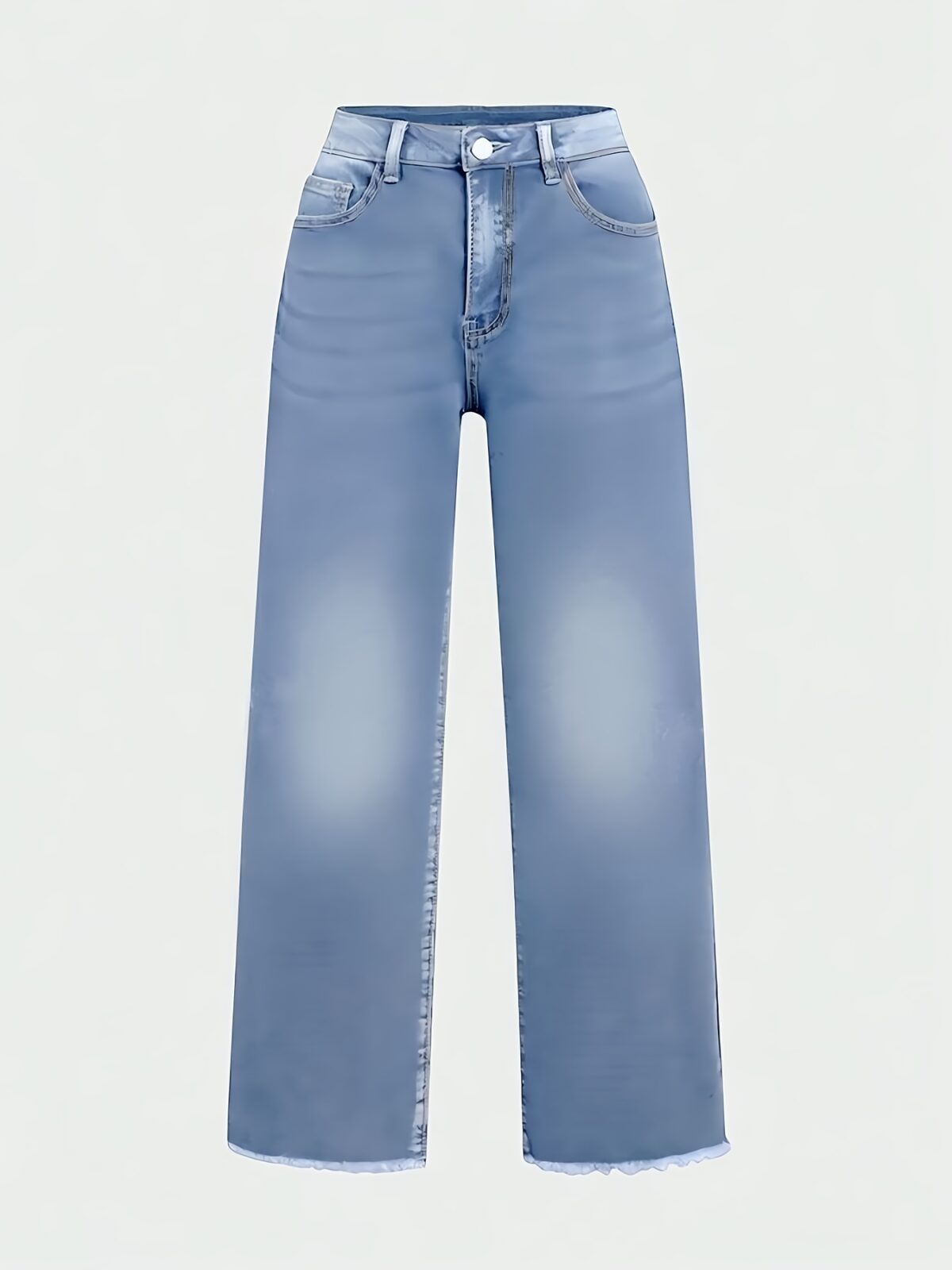Newness Effortless Chic Straight Leg Jeans with Raw Hem A flattering pair of straight leg jeans in premium denim featuring a trendy raw hem