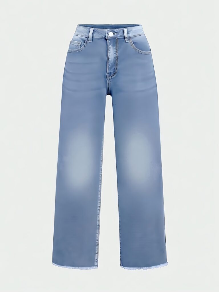 Newness Effortless Chic Straight Leg Jeans with Raw Hem: A flattering pair of straight-leg jeans in premium denim, featuring a trendy raw hem.