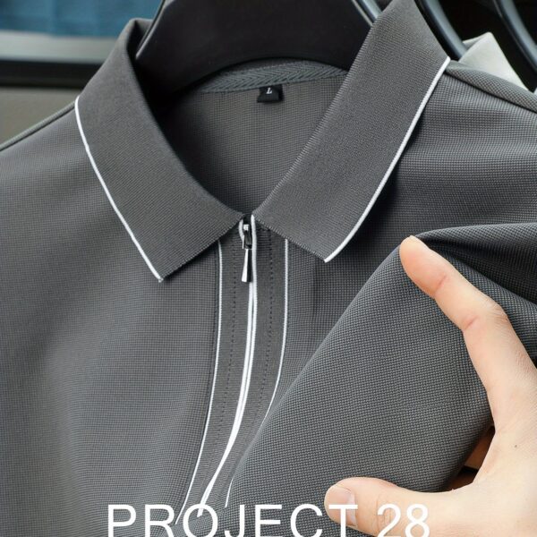 Summer Breeze Men's Zipper Polo Shirt: Breathable, stylish, and perfect for golf, sports, or casual summer wear.