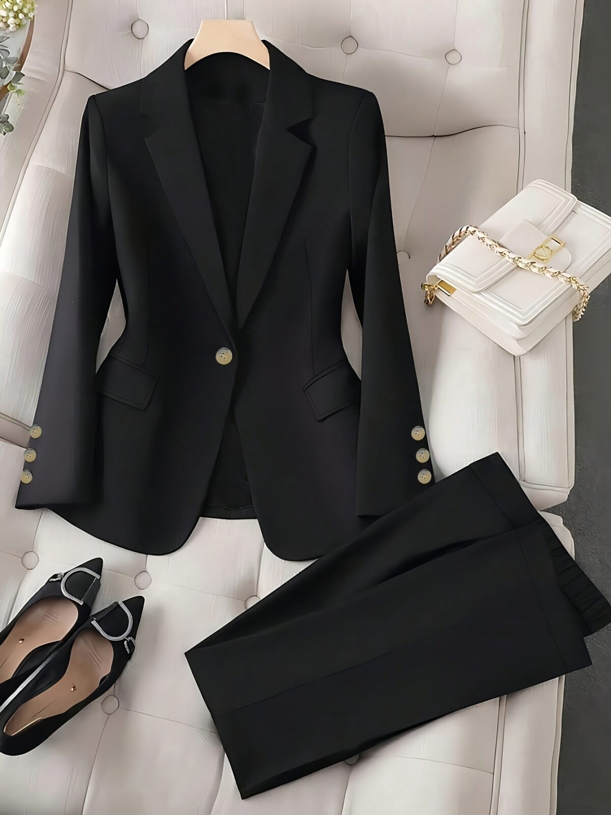 Navy blue womens business blazer Corporate Chic style versatile for office formal events or casual wear