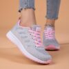 Womens pink accent lightweight breathable mesh running shoes with non slip MD sole