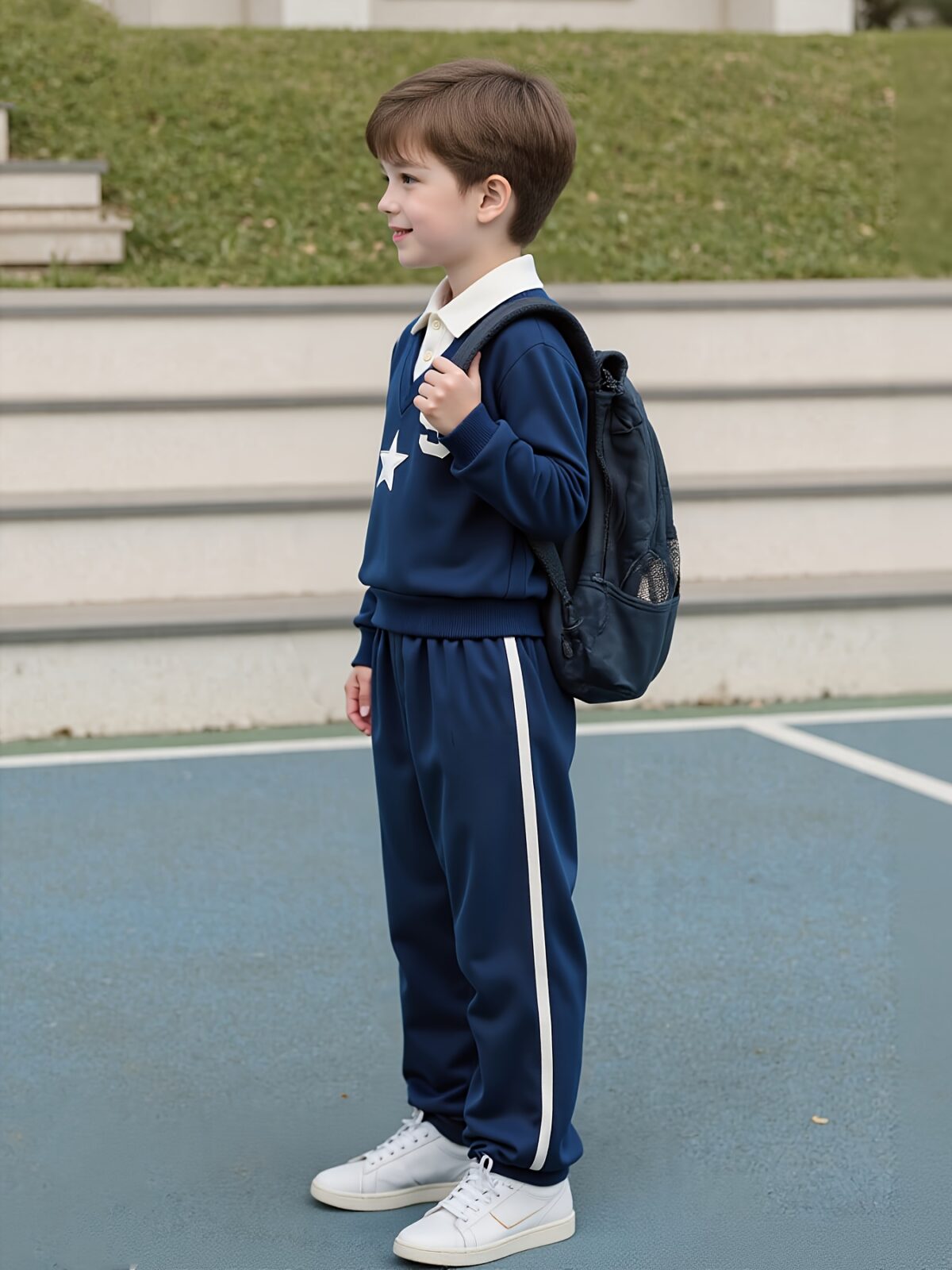 Cool Crew Boys Two Piece Hoodie and Jogger Set Trendy star and letter print hoodie with white trimmed joggers Perfect for active boys