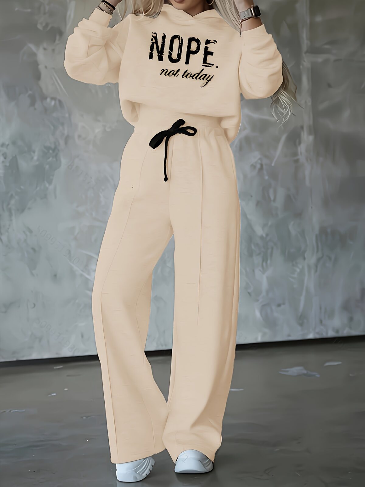 The Newness Effortless Chic Letter Print Lounge Set A stylish and comfortable two piece loungewear set featuring a relaxed modern silhouette and a chic letter print