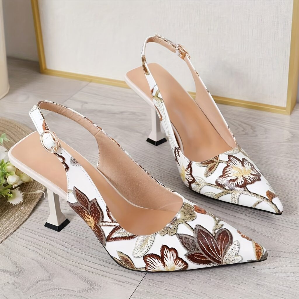 Newness Casablanca Floral Stiletto Heels: Elevate your style with these modern and chic floral stiletto heels, perfect for any occasion.