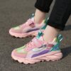 Stylish and comfortable Spring Breeze Girls Breathable Mesh Sneakers in pink showcasing breathable mesh upper hook and loop closure and lightweight EVA sole perfect for active girls