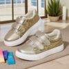Twinkle Toes Girls Glitter Golden Sneakers 3 12 years sparkling gold sequin skate shoes with comfortable fit and durable sole perfect for running school and parties