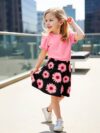 Adorable girls floral skirt set perfect for summer and special occasions Features a vibrant floral print and comfortable high quality fabric