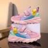Stylish and comfortable Spring Breeze Girls Breathable Mesh Sneakers in pink showcasing breathable mesh upper hook and loop closure and lightweight EVA sole perfect for active girls
