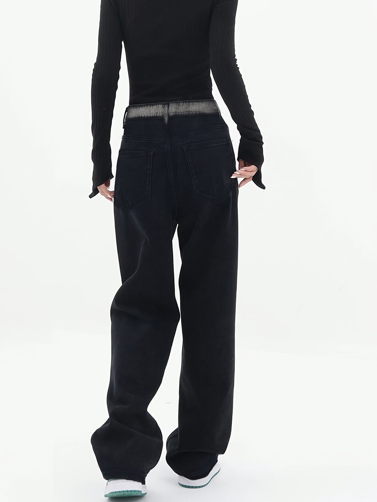 Newness Architect Black Wide Leg Jeans Chic relaxed fit wide leg jeans in premium black denim