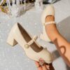Newness Timeless Beige Mary Jane Shoes Elevate your style with our vintage inspired comfortably modern beige mary janes Featuring classic design and superior comfort
