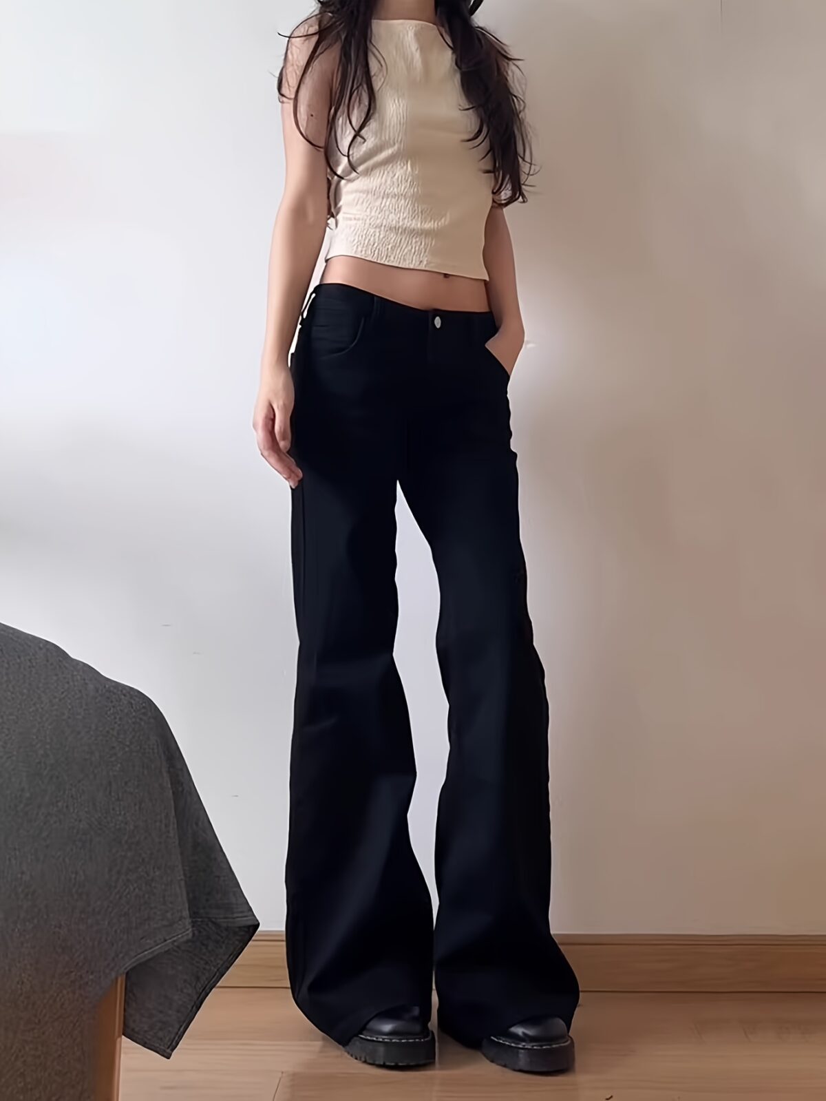 Newness Effortless Chic Low Waist Flared Jeans flattering comfortable and stylish flared jeans in a chic low waist design