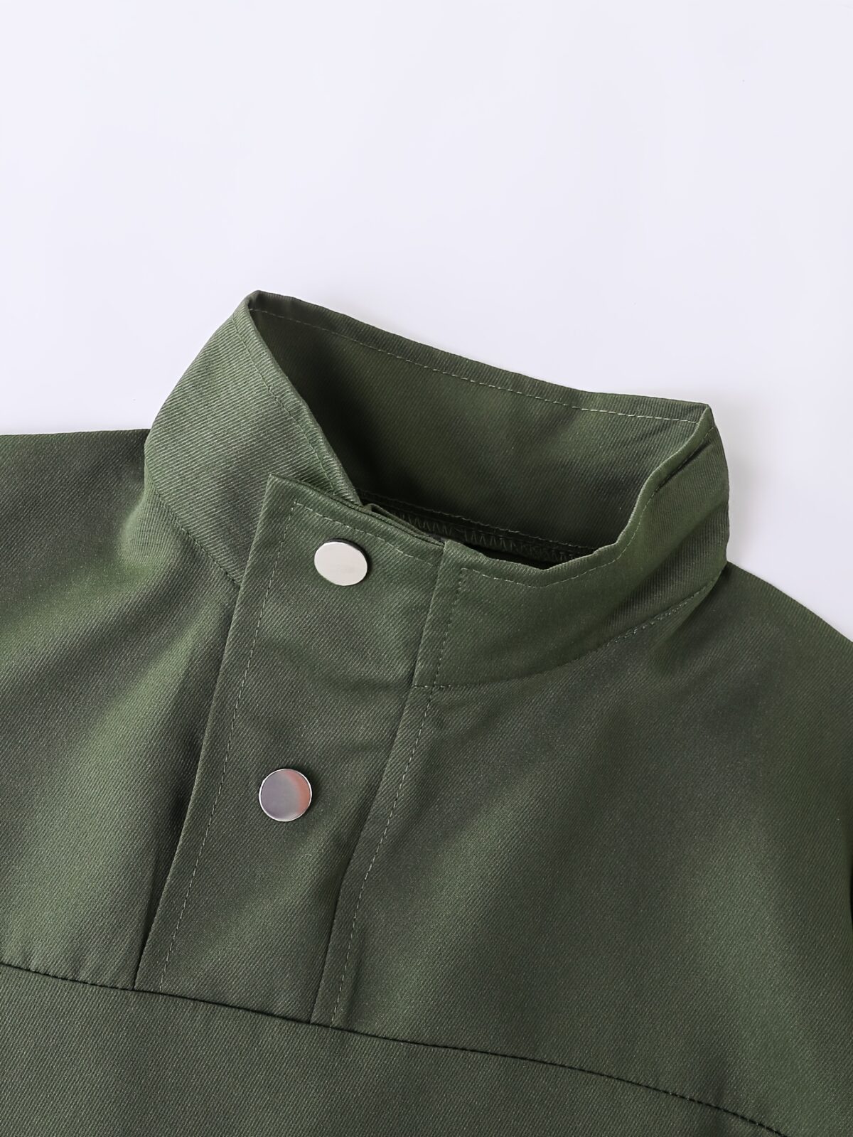 Stylish Spring Soldier Boys Military Set in olive green featuring a comfortable half zip top and elastic waistband pants Perfect for spring and autumn