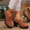 Newness Effortless Chic Chunky Heel Pumps in beige Stylish and comfortable heels perfect for any occasion