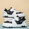 Stylish white and black star speckled sneakers for girls perfect for casual wear Breathable PU upper non slip TPR sole and EVA cushioned insole for all day comfort