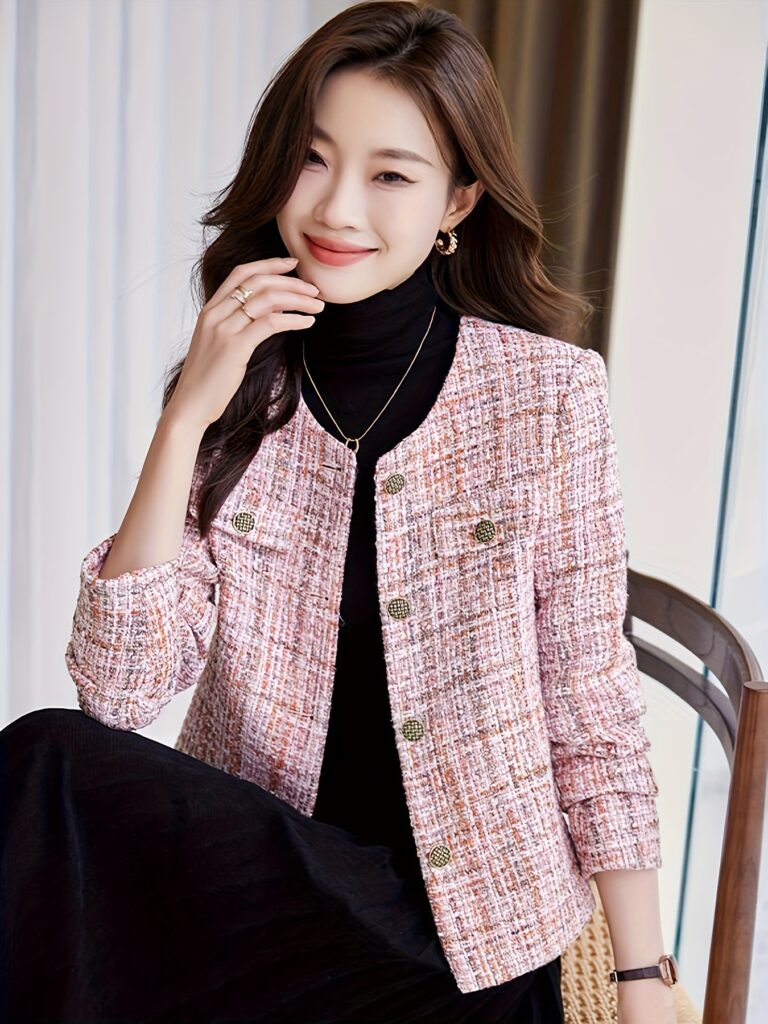 Spring Blossom Women's Elegant Pink Blazer Jacket. A versatile pink blazer perfect for spring, summer, or fall, offering a chic and tailored look.