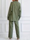 Effortless Chic Casual Pantsuit Set in smooth polyester Model showcases the complete set highlighting its comfort and style for everyday wear