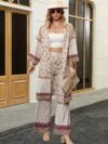 Model showcasing the Newness Dubai Nights Digital Print Suit a chic and sophisticated digital print suit ideal for spring and fall The suit features a flattering silhouette and vibrant print