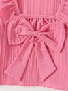 Adorable girls two piece outfit in breathable fabric featuring a charming bow detail and stylish wide leg pants perfect for autumn outings