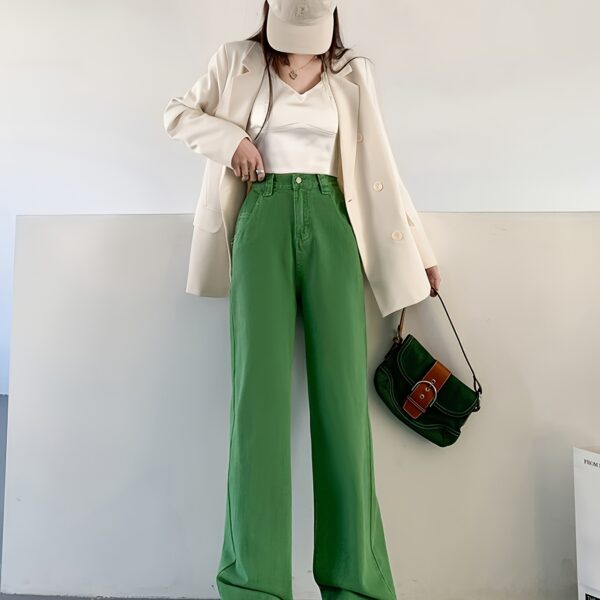 Effortless Chic Emerald Green Wide Leg Jeans by Newness 100 cotton flattering fit