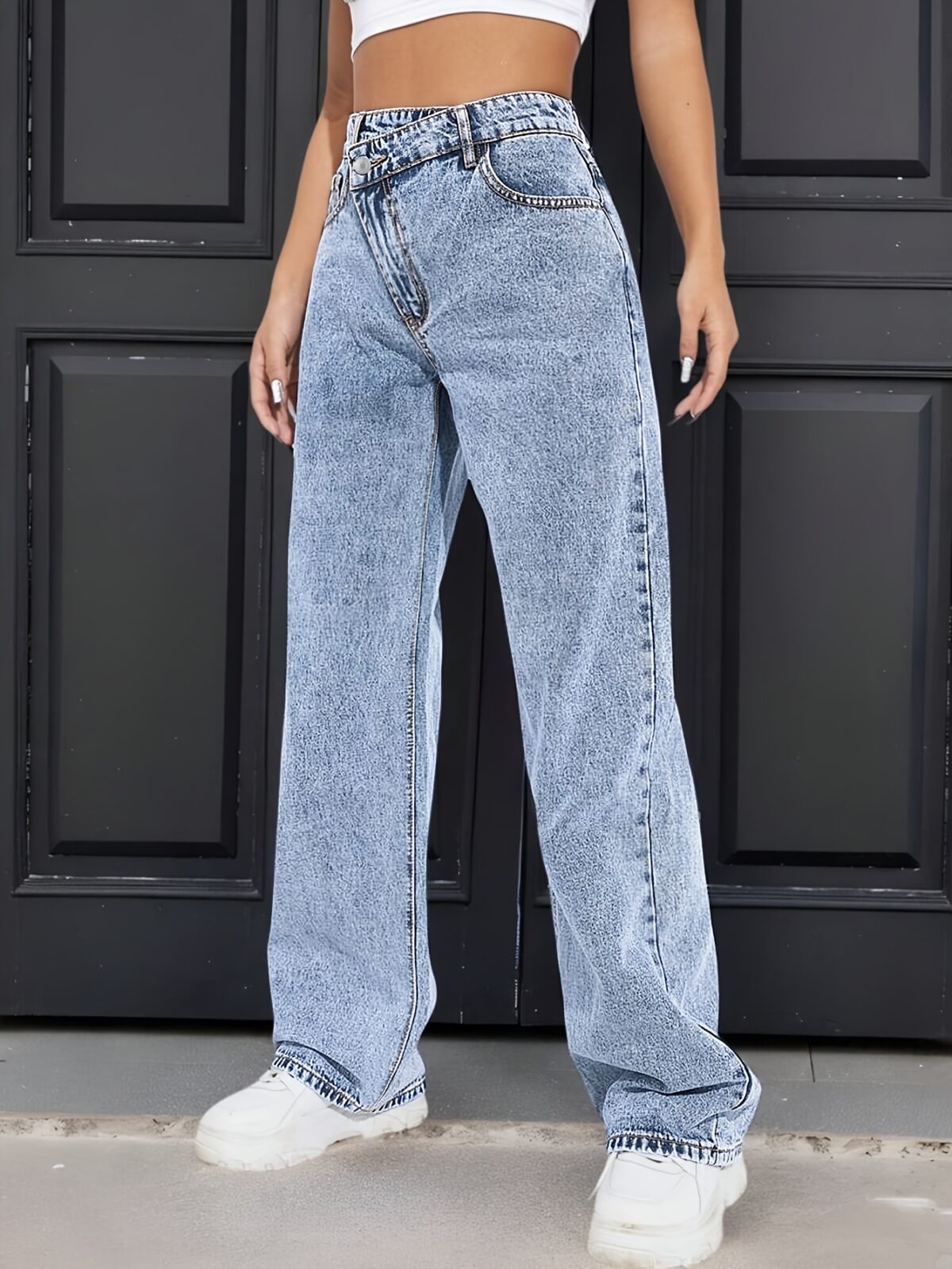 Effortless Chic Light Blue Straight Leg Denim Pants from Newness Premium denim straight leg fit versatile style
