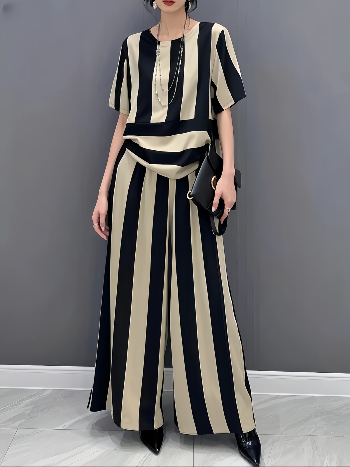 The Newness Cairo Striped Two Piece Set A stylish and versatile two piece outfit perfect for any occasion Featuring a chic striped pattern and modern design