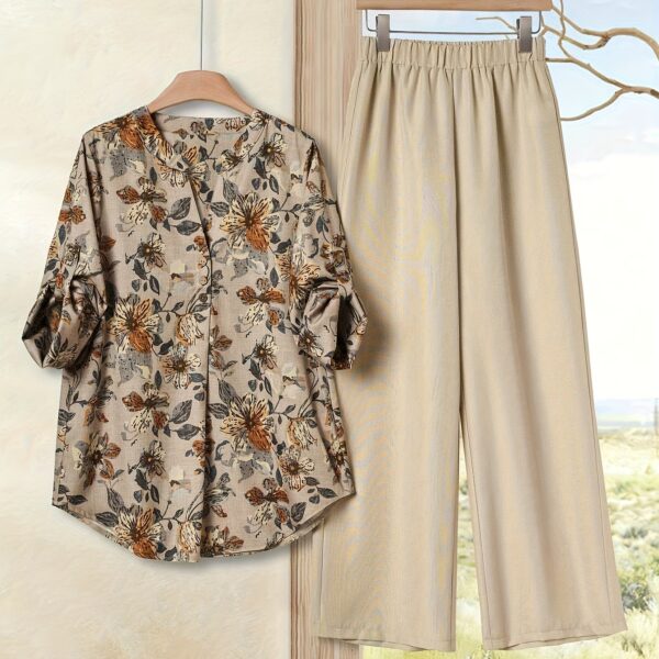 Effortlessly chic Casablanca floral print blouse and wide leg pants set from Newness Perfect for spring