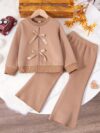 Girls Chic Velvet Two Piece Set in Burgundy Perfect for Fall and Winter